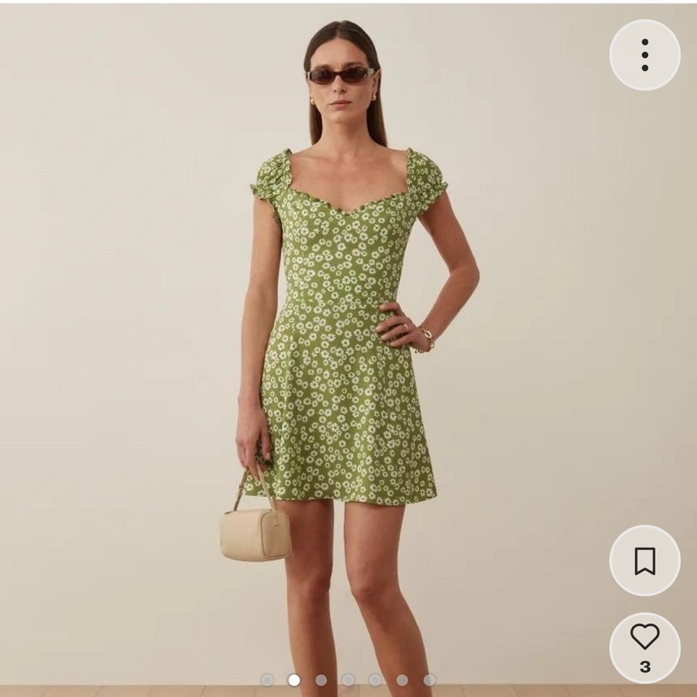 Reformation Green Sleeveless Sundress Mini